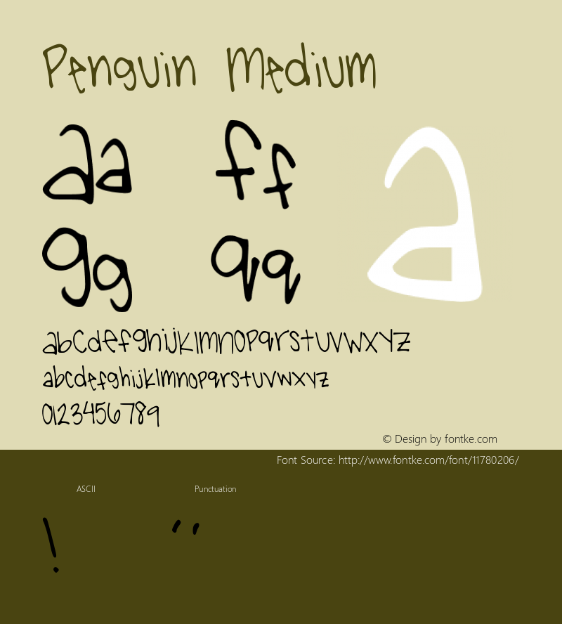 Penguin Medium Version 001.000 Font Sample