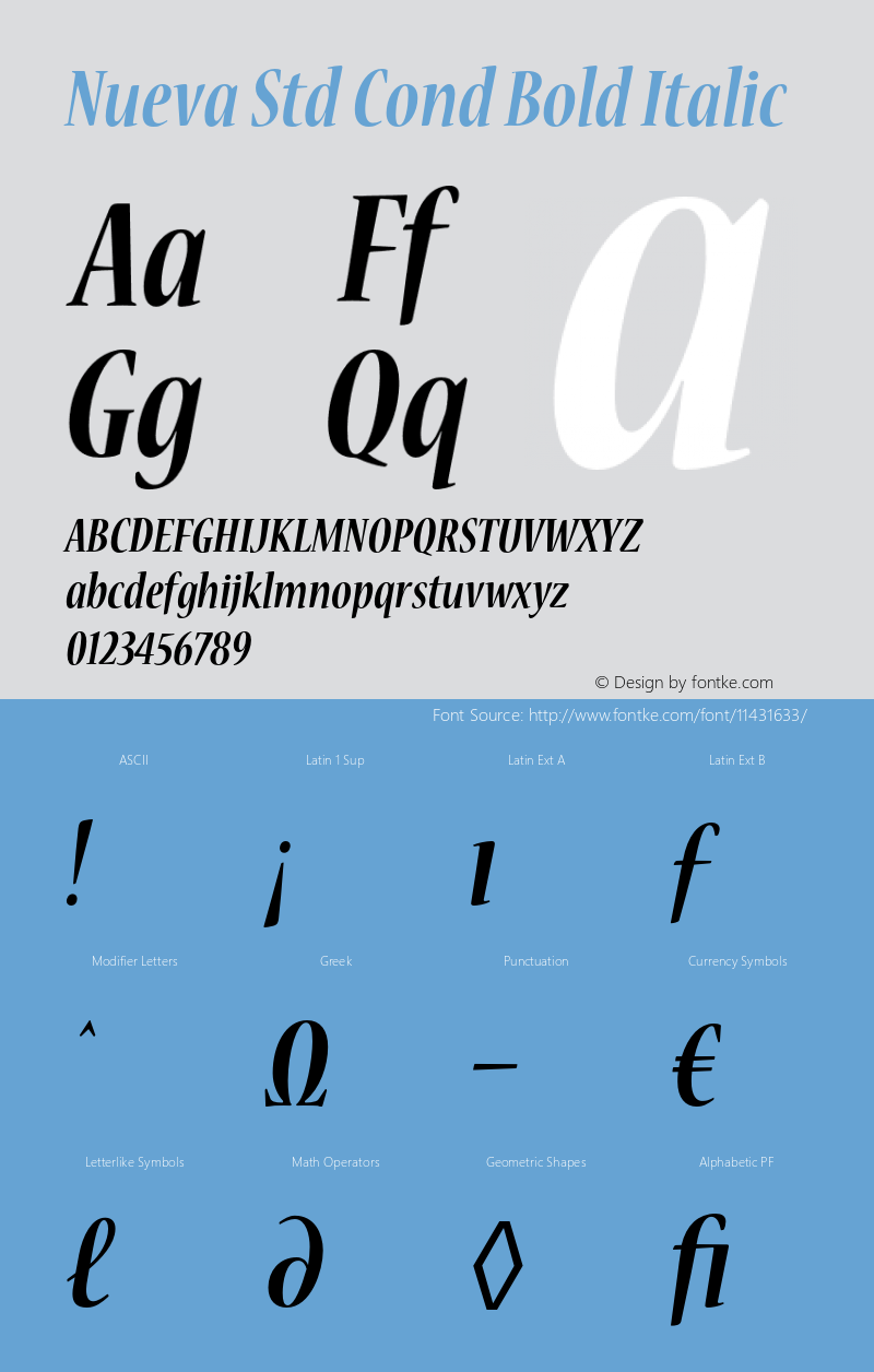 Nueva Std Cond Bold Italic OTF 1.018;PS 001.002;Core 1.0.31;makeotf.lib1.4.1585 Font Sample