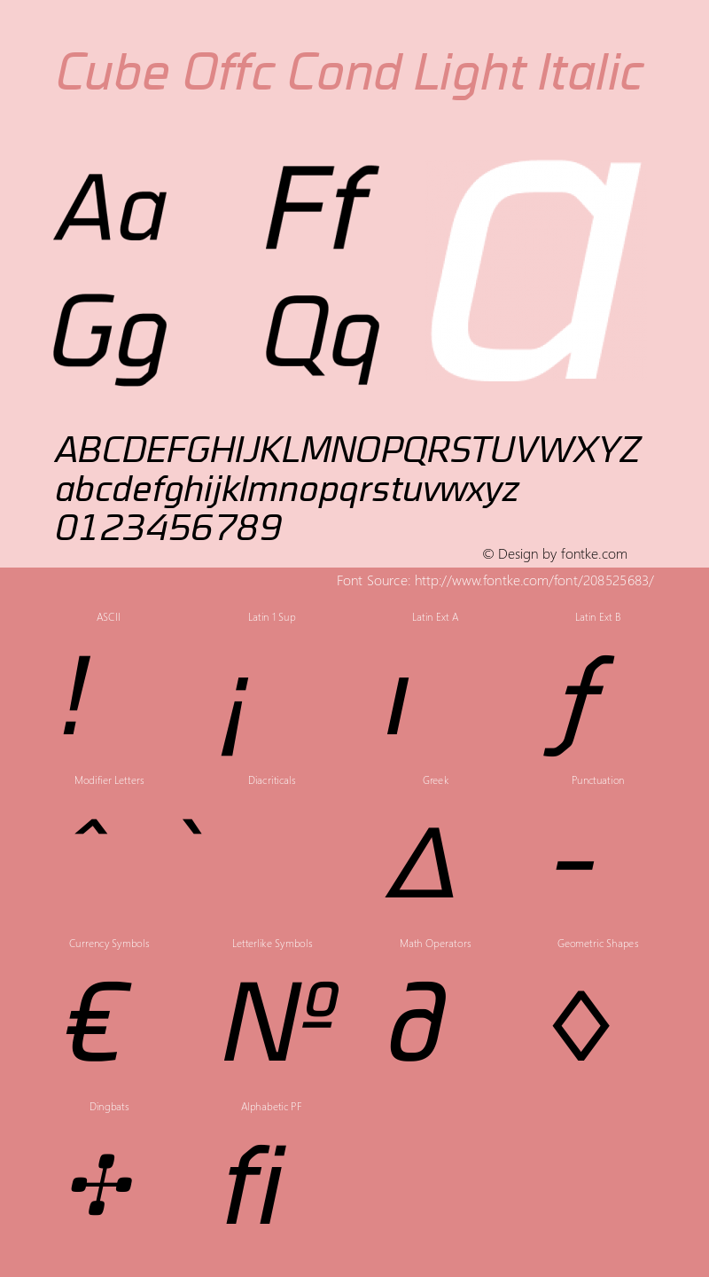 Cube Offc Cond Light Italic Version 7.504; 2012; Build 1021图片样张