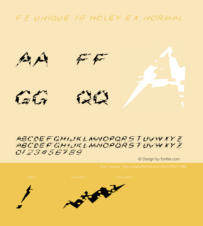 FZ UNIQUE 19 HOLEY EX Normal 1.0 Mon Feb 14 03:13:21 1994 Font Sample