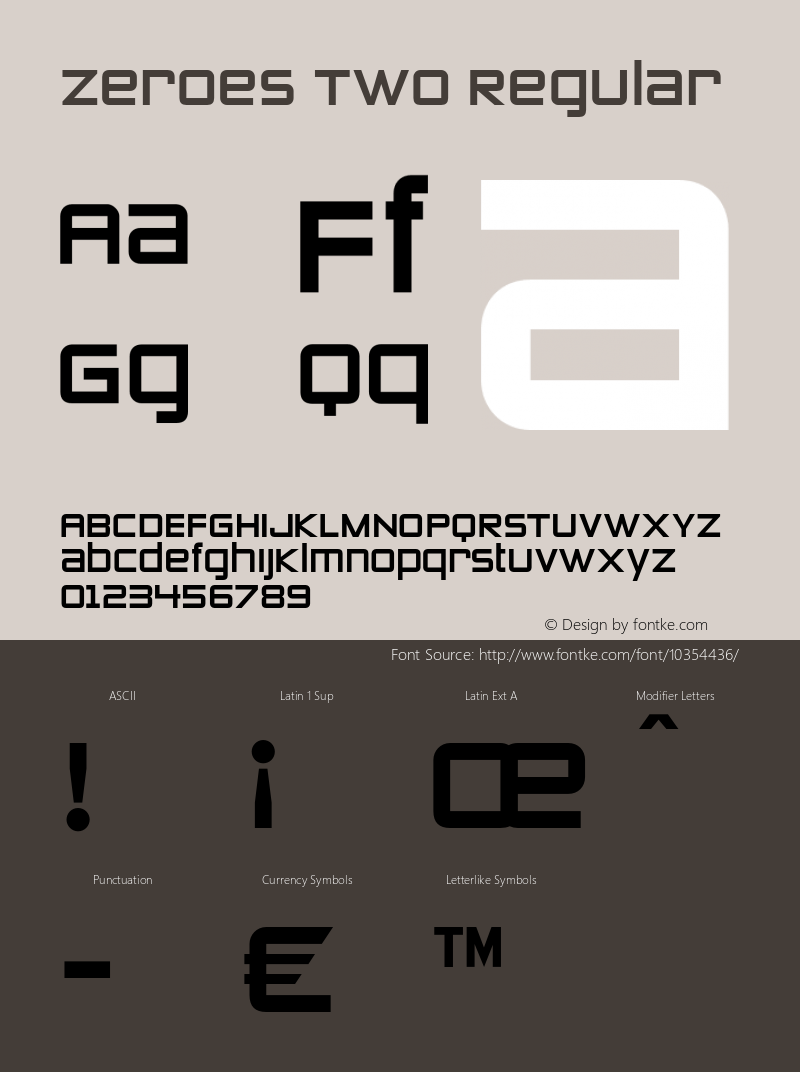 Zeroes Two Regular OTF 3.000;PS 001.001;Core 1.0.29 Font Sample