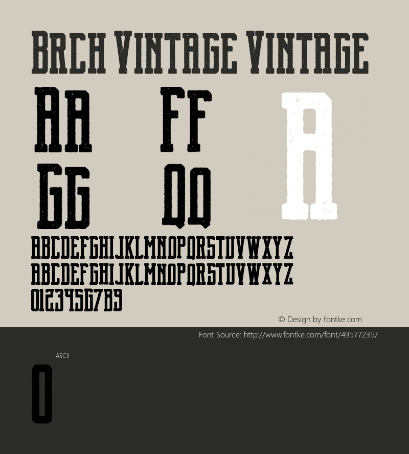Brch Vintage Version 1.000 Font Sample