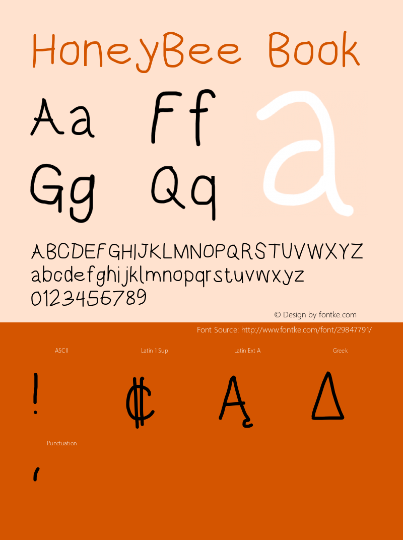 HoneyBee Book Version 0.89 Font Sample