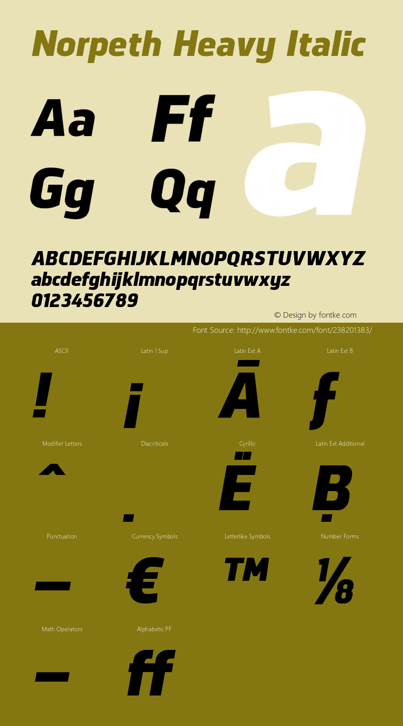 Norpeth Heavy Italic Version 1.001;PS 001.001;hotconv 1.0.70;makeotf.lib2.5.58329图片样张