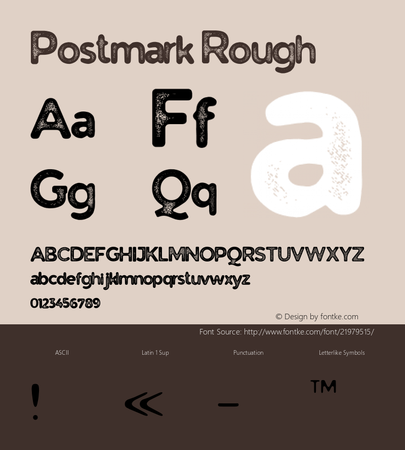 Postmark-Rough Version 1.000;PS 001.000;hotconv 1.0.88;makeotf.lib2.5.64775 Font Sample