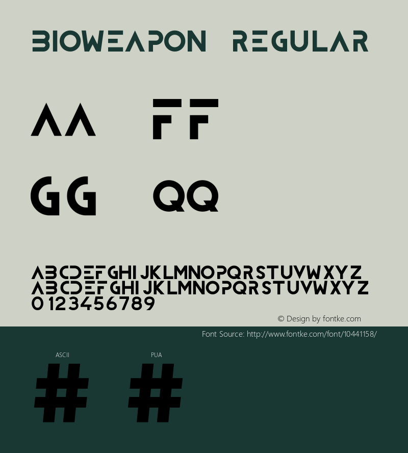 BIOWEAPON Regular Unknown Font Sample