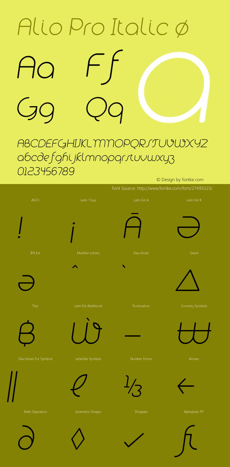 Alio Pro Italic Version 1.003;PS 001.003;hotconv 1.0.88;makeotf.lib2.5.64775 Font Sample