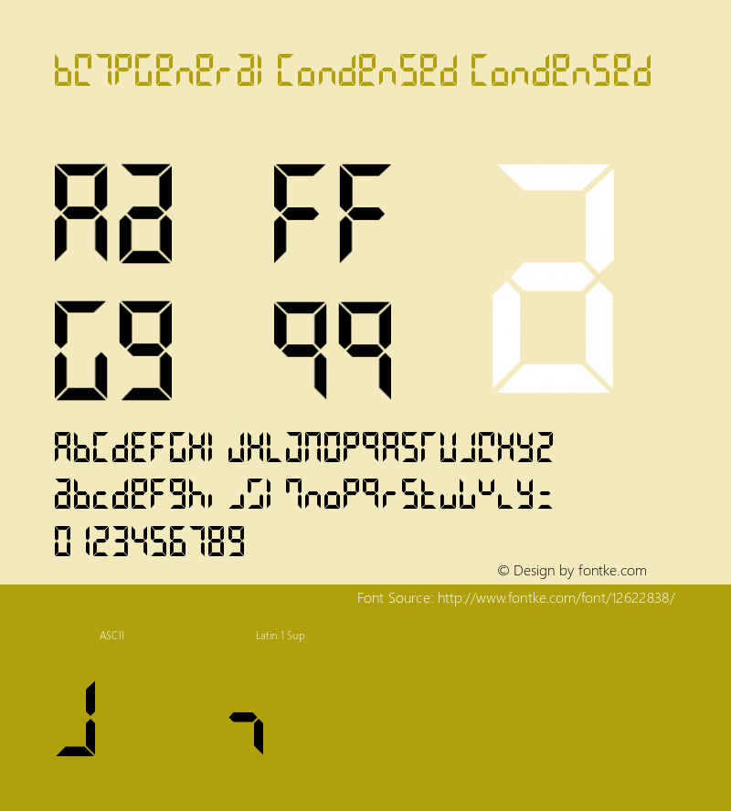 BW7pGeneralCondensed Condensed Version 001.000 Font Sample