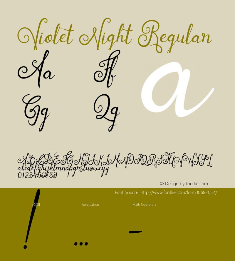 Violet Night Regular Version 1.000;PS 001.000;hotconv 1.0.70;makeotf.lib2.5.58329 Font Sample