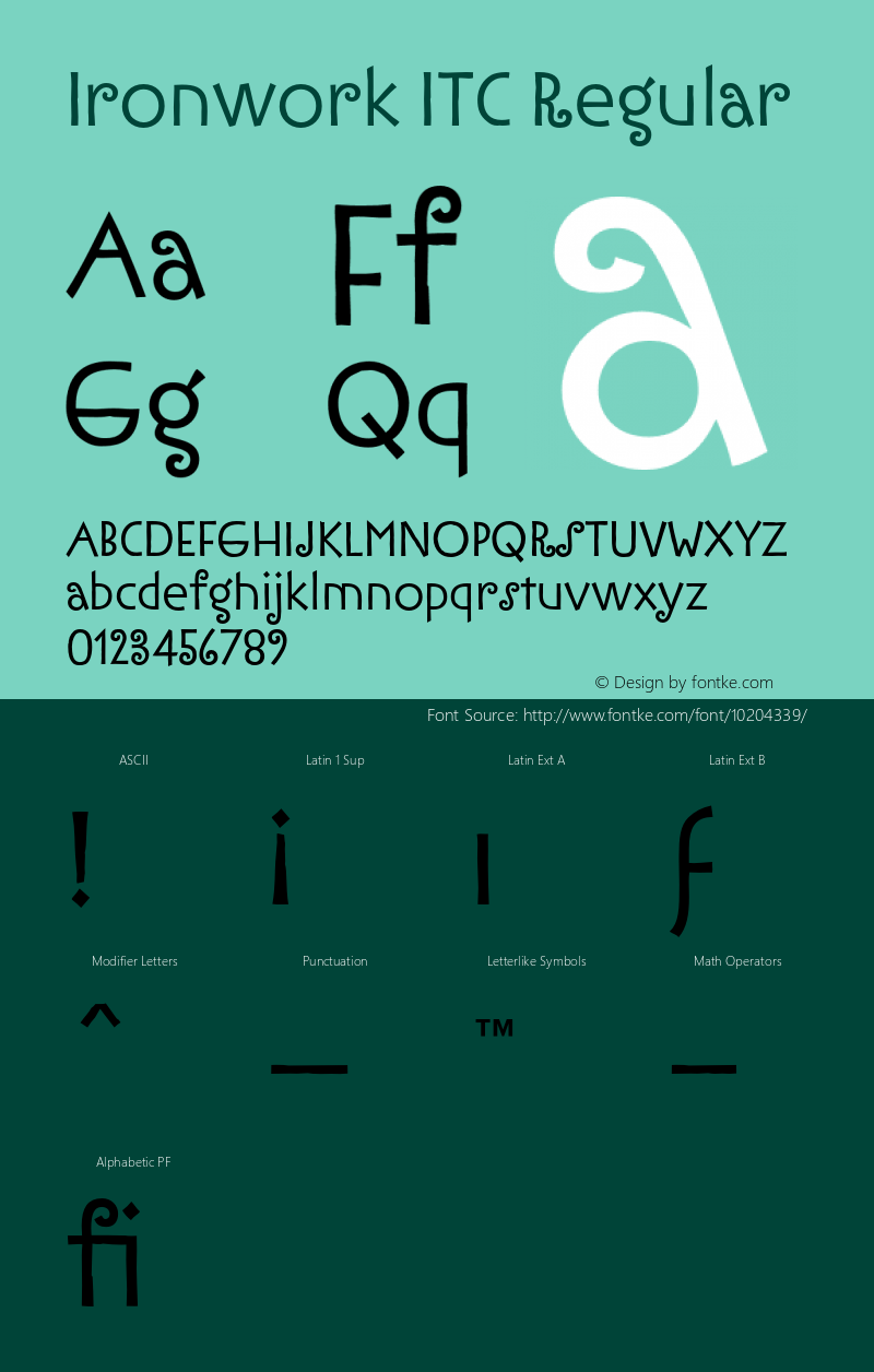 Ironwork ITC Regular 001.001 Font Sample