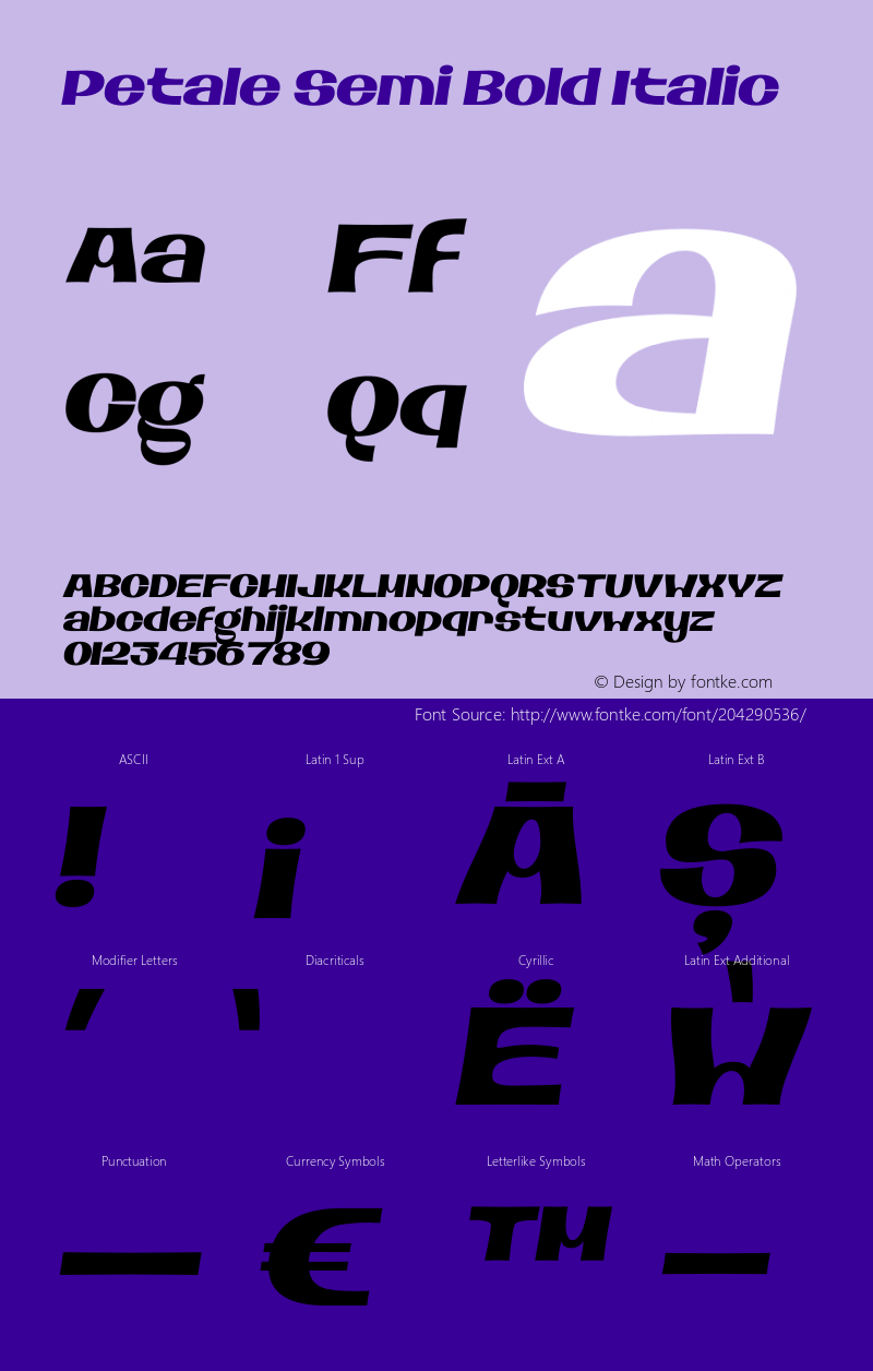 Petale Semi Bold Italic Version 1.001;PS 001.001;hotconv 1.0.88;makeotf.lib2.5.64775图片样张