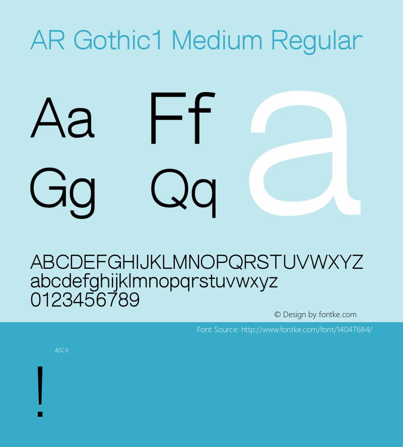 AR Gothic1 Medium Regular Version 2.10 Font Sample
