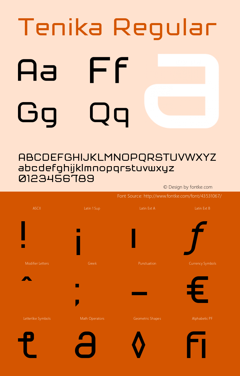 Tenika 400 Regular Version 1.01-03-2019 Font Sample