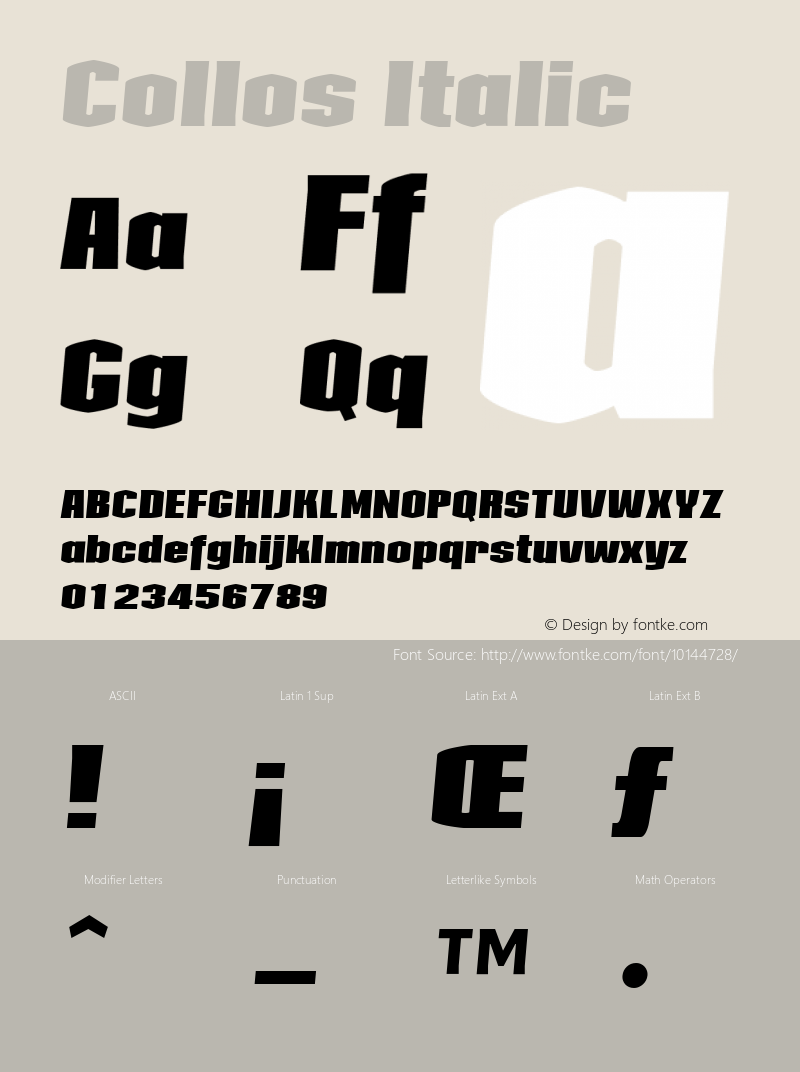 Collos Italic Version 001.000 Font Sample