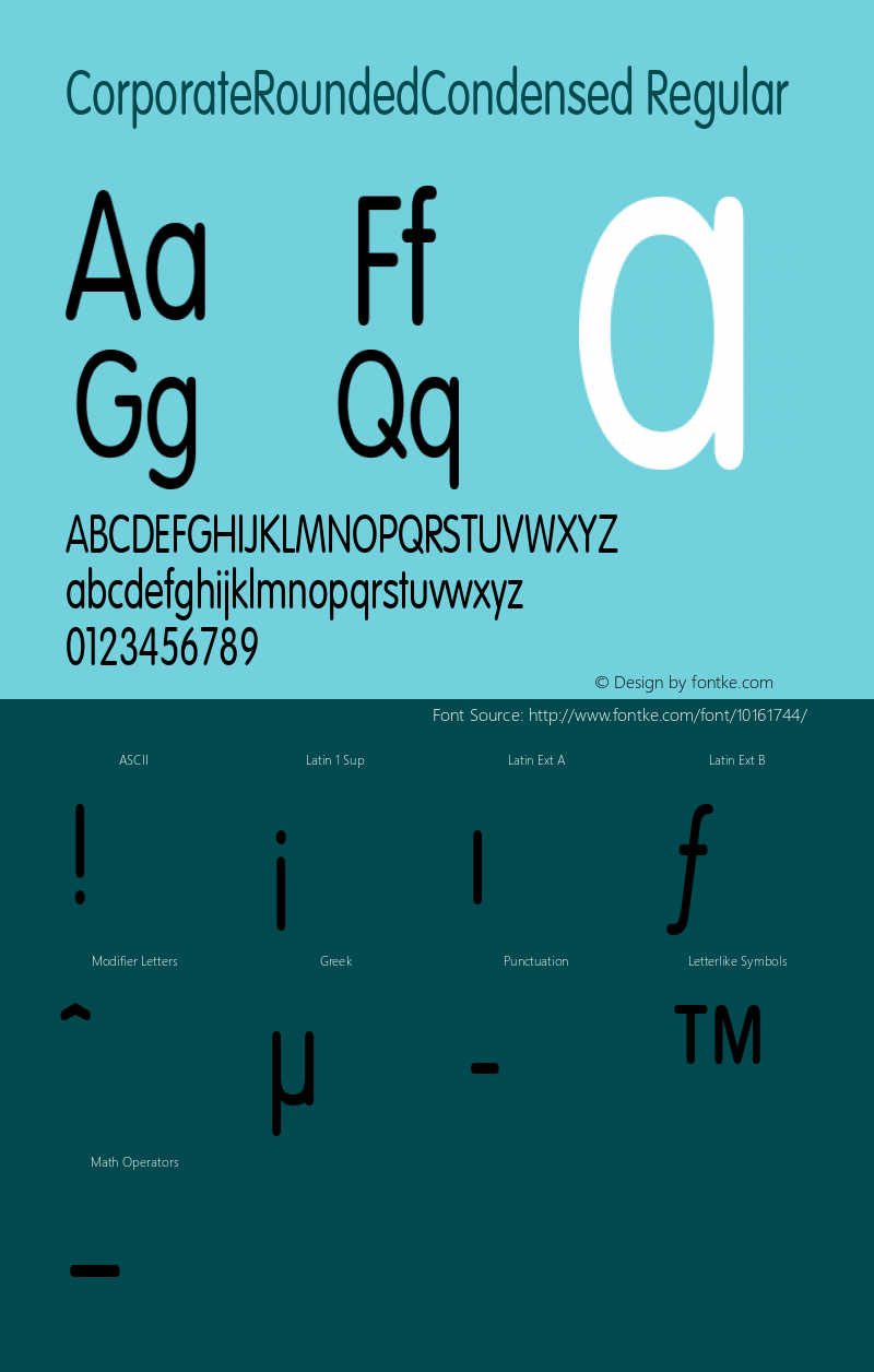 CorporateRoundedCondensed Regular Rev. 003.000 Font Sample