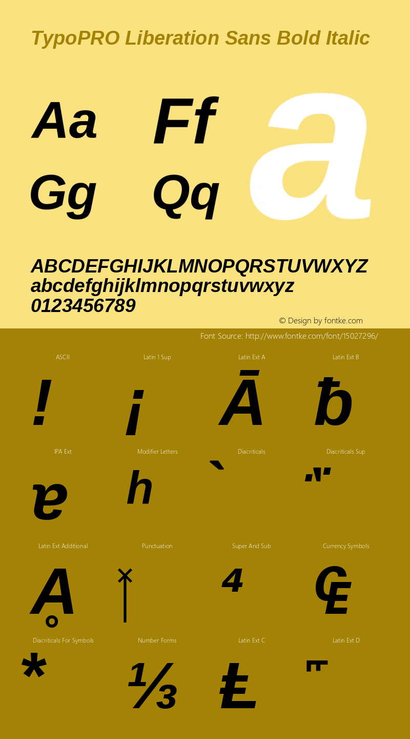 TypoPRO Liberation Sans Bold Italic Version 2.00.1 Font Sample