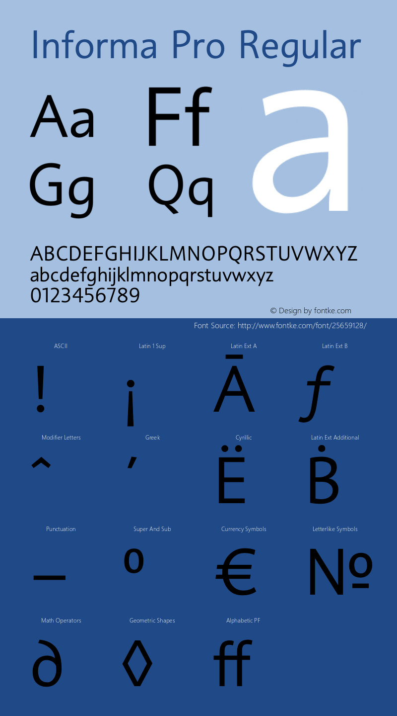 Informa Pro Version 1.000; Fonts for Free; vk.com/fontsforfree Font Sample