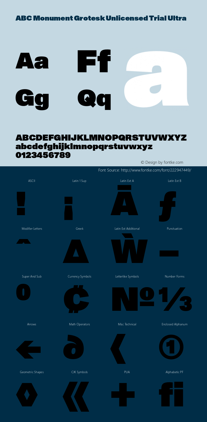 ABC Monument Grotesk Unlicensed Trial Ultra Version 2.000;Unlicensed Trial图片样张