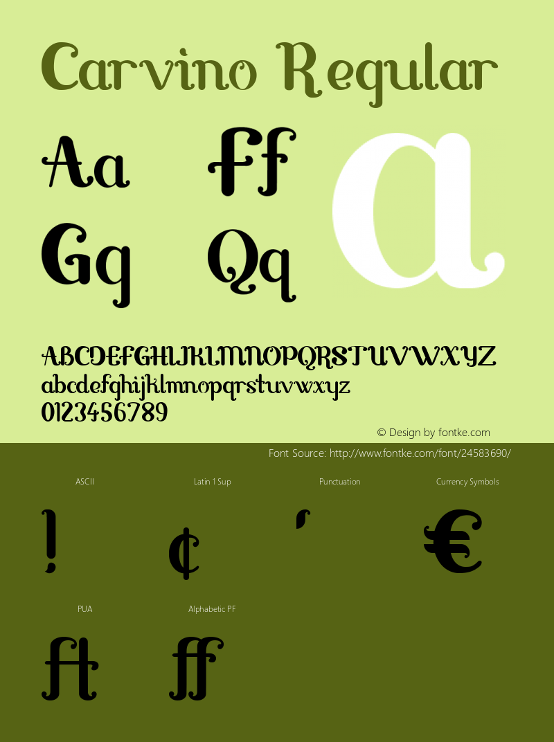 Carvino Regular Version 1.000 Font Sample