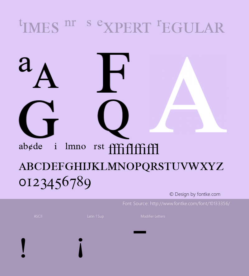 Times NR PS Expert Regular 001.003 Font Sample