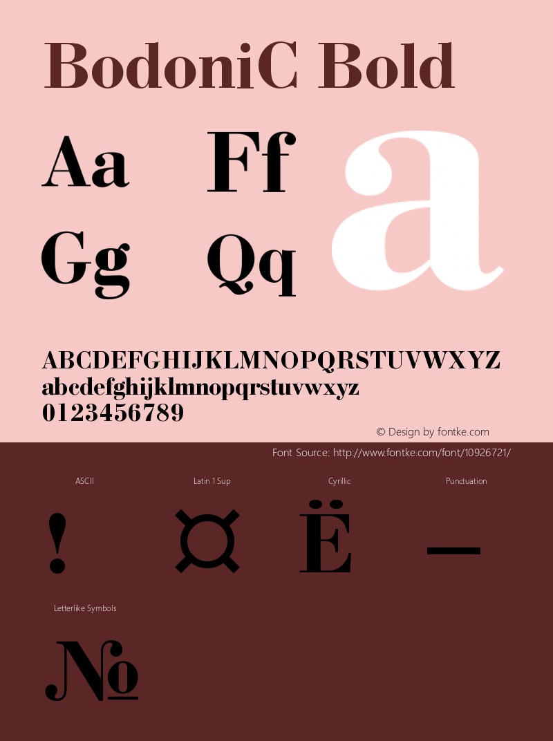 BodoniC Bold Version 001.000 Font Sample