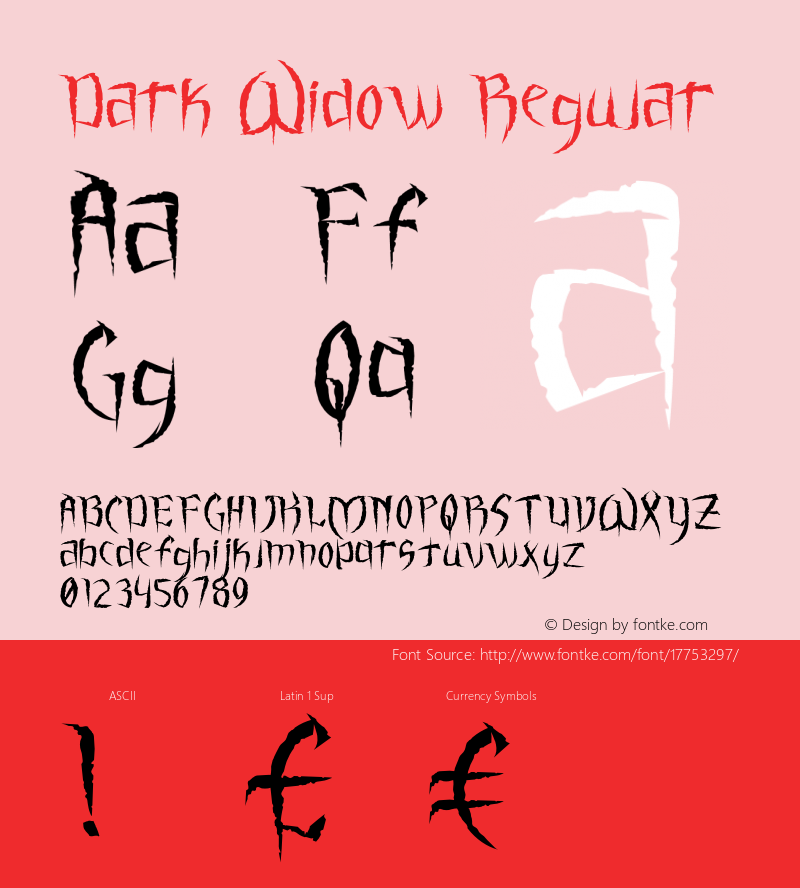 Dark Widow Regular Version 1.000;PS 001.001;hotconv 1.0.56 Font Sample