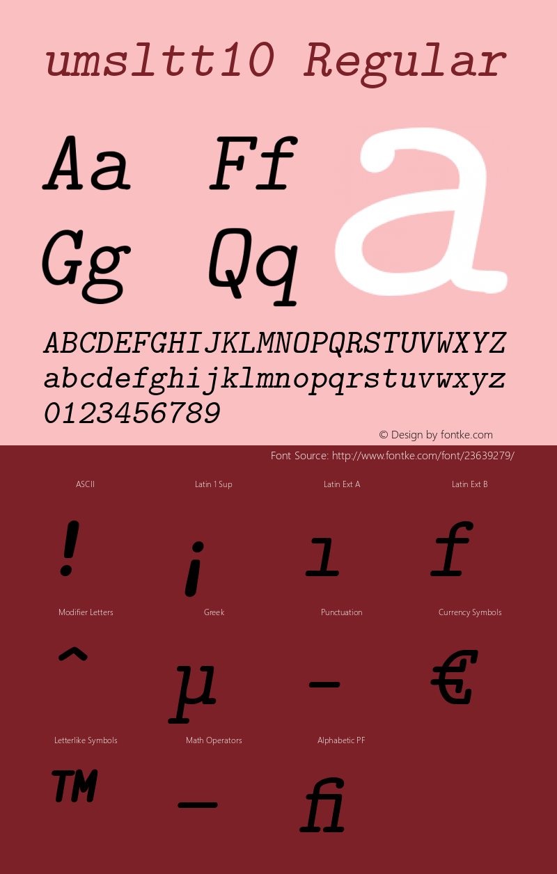 umsltt10 Version 1.0 Font Sample