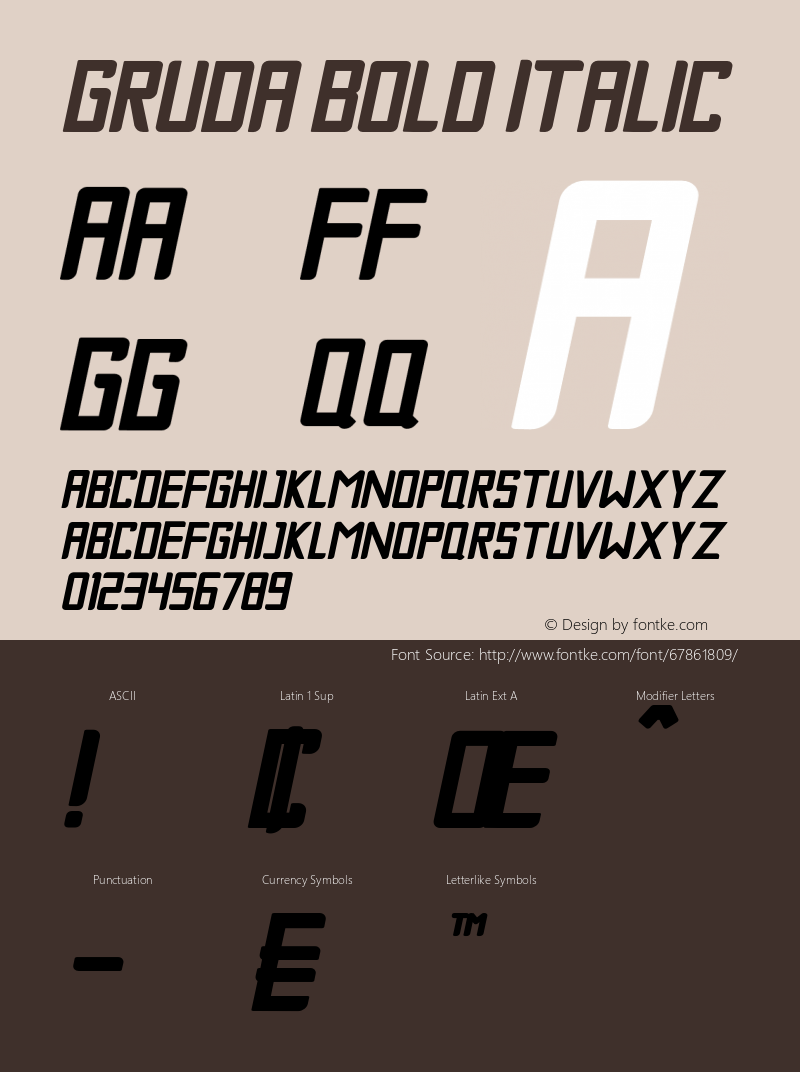 Gruda-BoldItalic Version 1.000 Font Sample