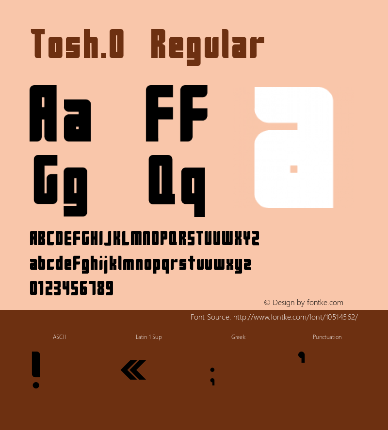 Tosh.0 Regular 2001; 1.0, initial release Font Sample