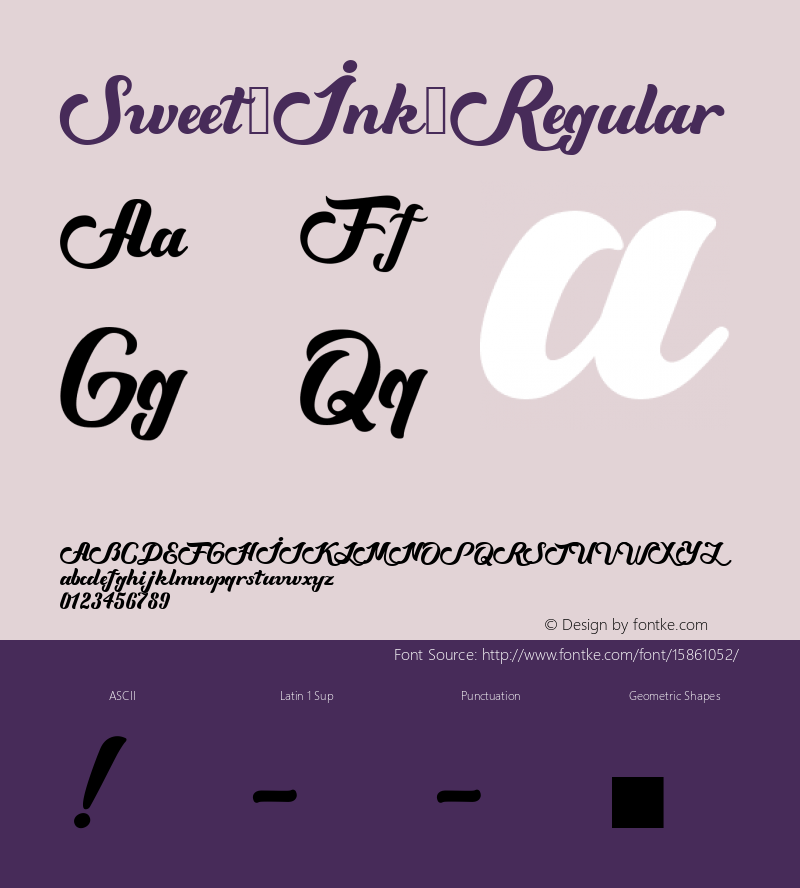 Sweet Ink Regular Version 1.00 October 17, 2015, initial release Font Sample