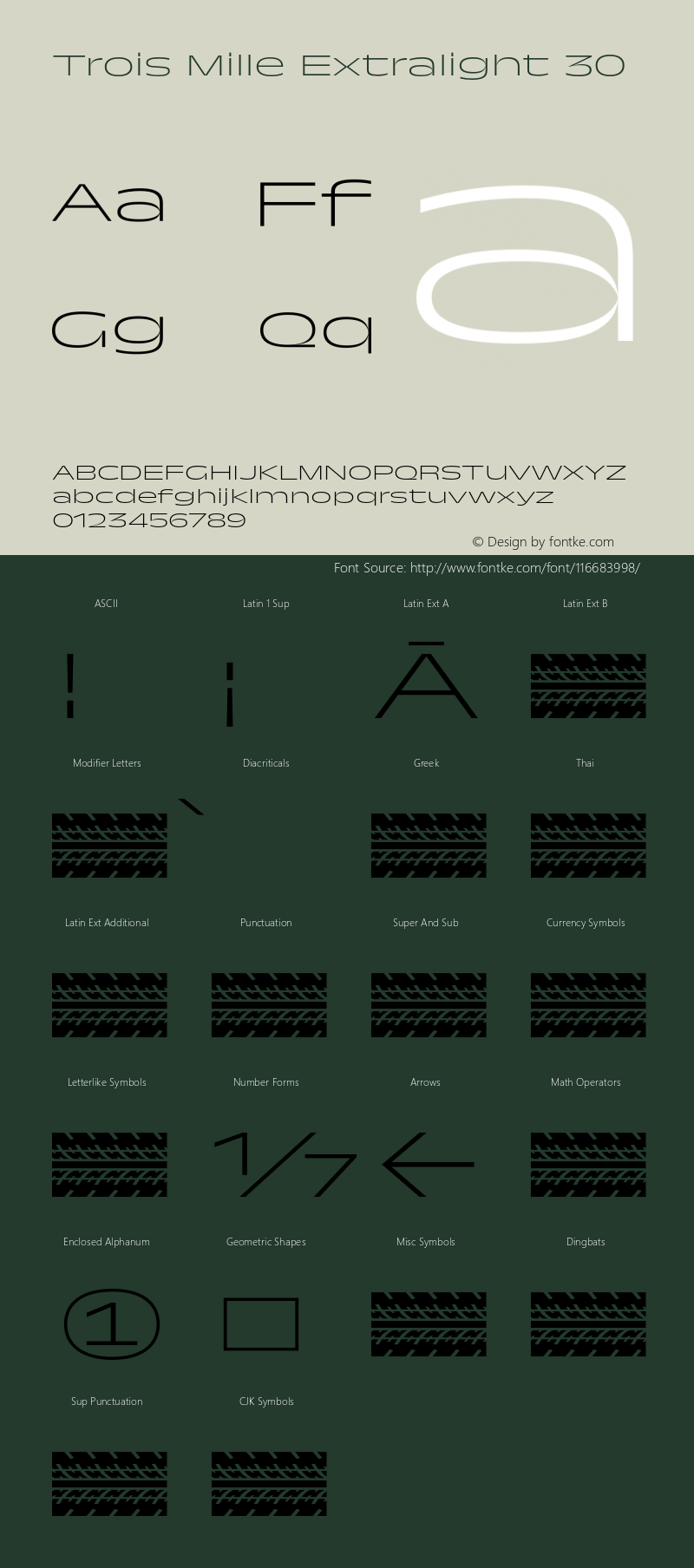 Trois Mille Extralight 30 Version 1.000;hotconv 1.0.109;makeotfexe 2.5.65596 Font Sample