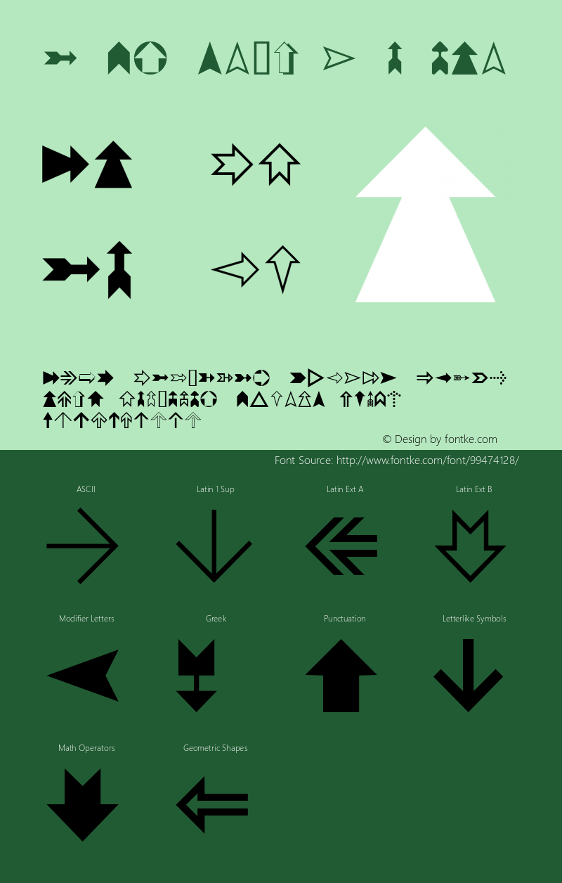 Geometric W95 Arrows Version 4.10 Font Sample