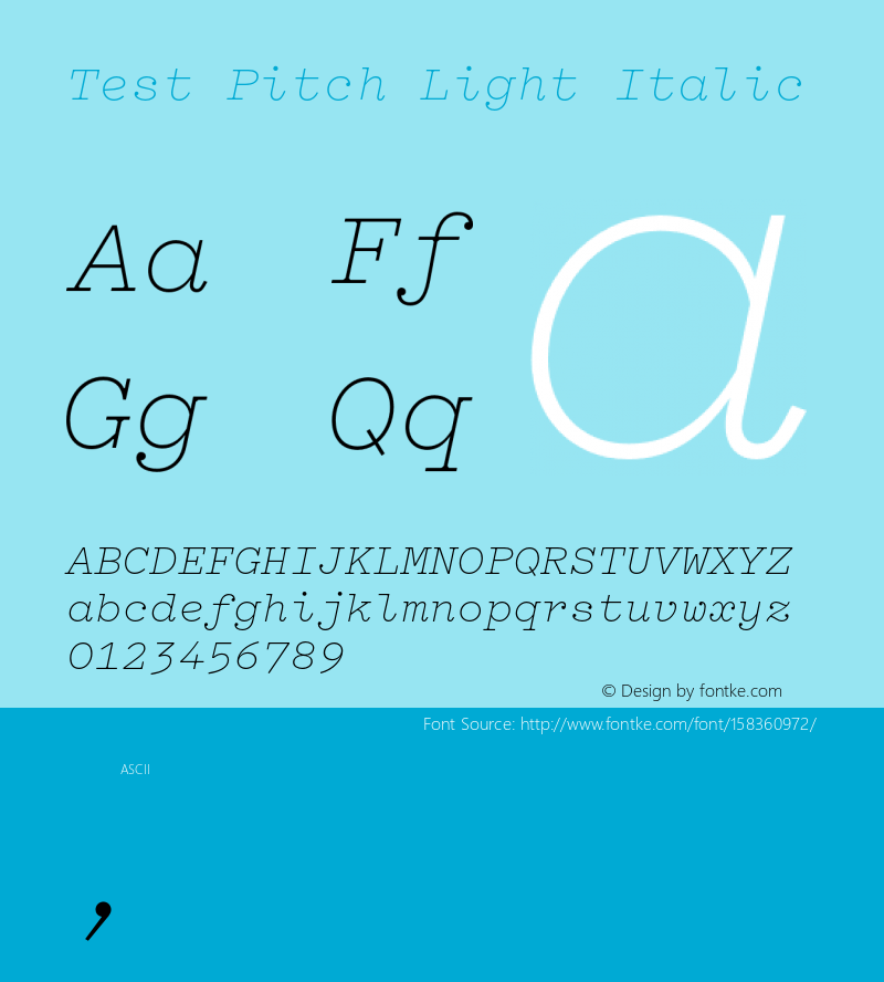 Test Pitch Light Italic Version 1.002;PS 1.0;hotconv 16.6.51;makeotf.lib2.5.65220 Font Sample