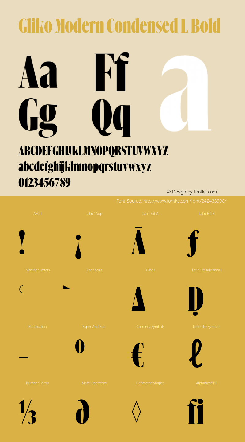 Gliko Modern Condensed L Bold Version 2.001图片样张