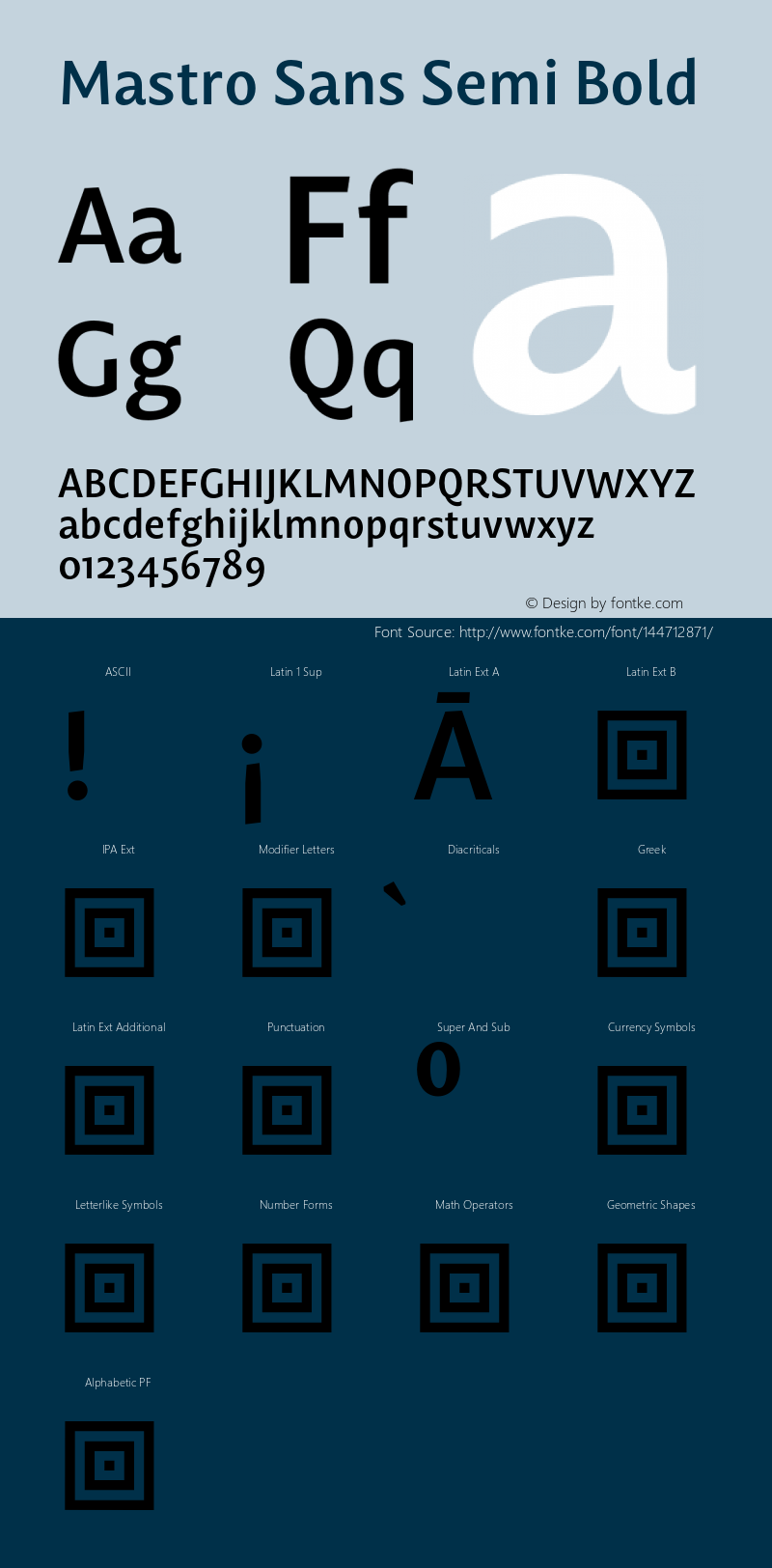 Mastro Sans Semi Bold Version 1.000;PS 001.000;hotconv 1.0.88;makeotf.lib2.5.64775 Font Sample