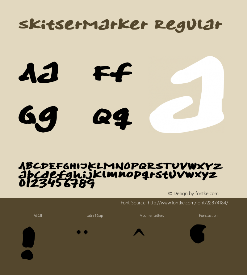 SkitserMarker Version 1.00 September 25, 2012, initial release Font Sample