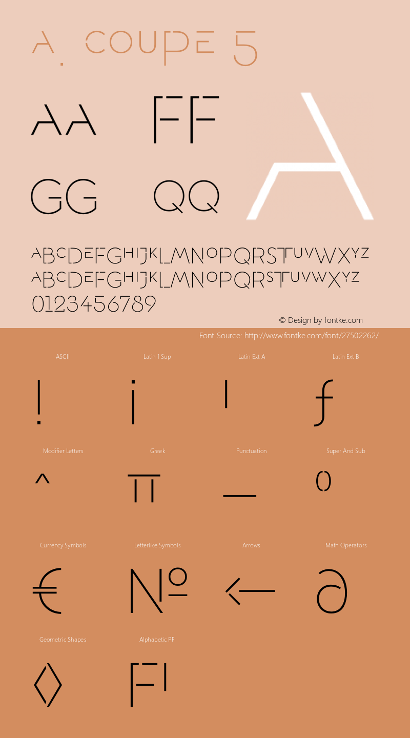 A. Coupe 5 Version 2.000;PS 002.000;hotconv 1.0.88;makeotf.lib2.5.64775 Font Sample