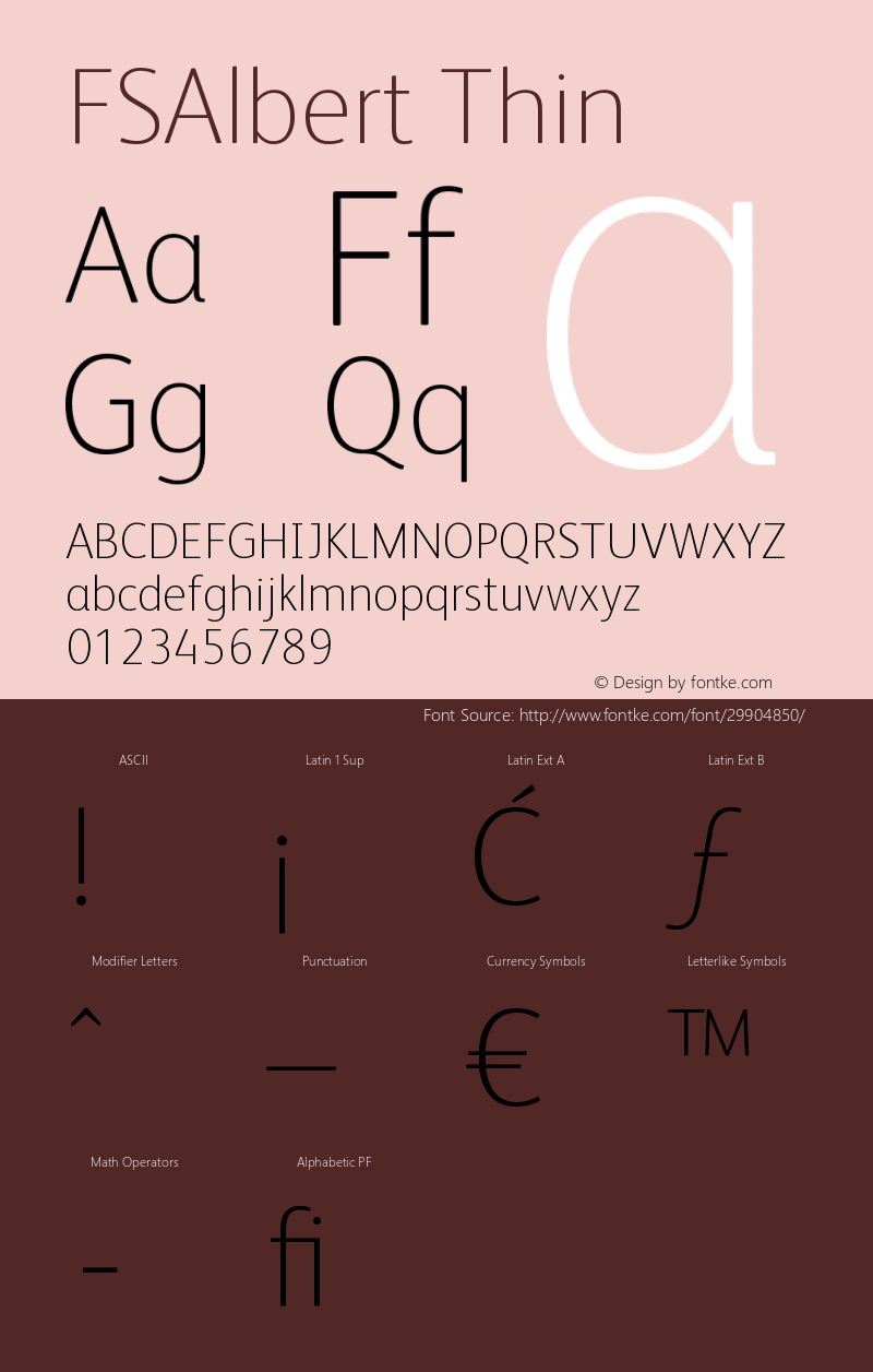 FSAlbert Thin Version 1.000;PS 001.000;hotconv 1.0.38 Font Sample