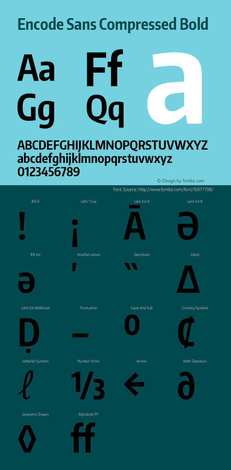 Encode Sans Compressed Bold Version 1.000; ttfautohint (v1.00) -l 8 -r 50 -G 200 -x 14 -D latn -f none -w G Font Sample