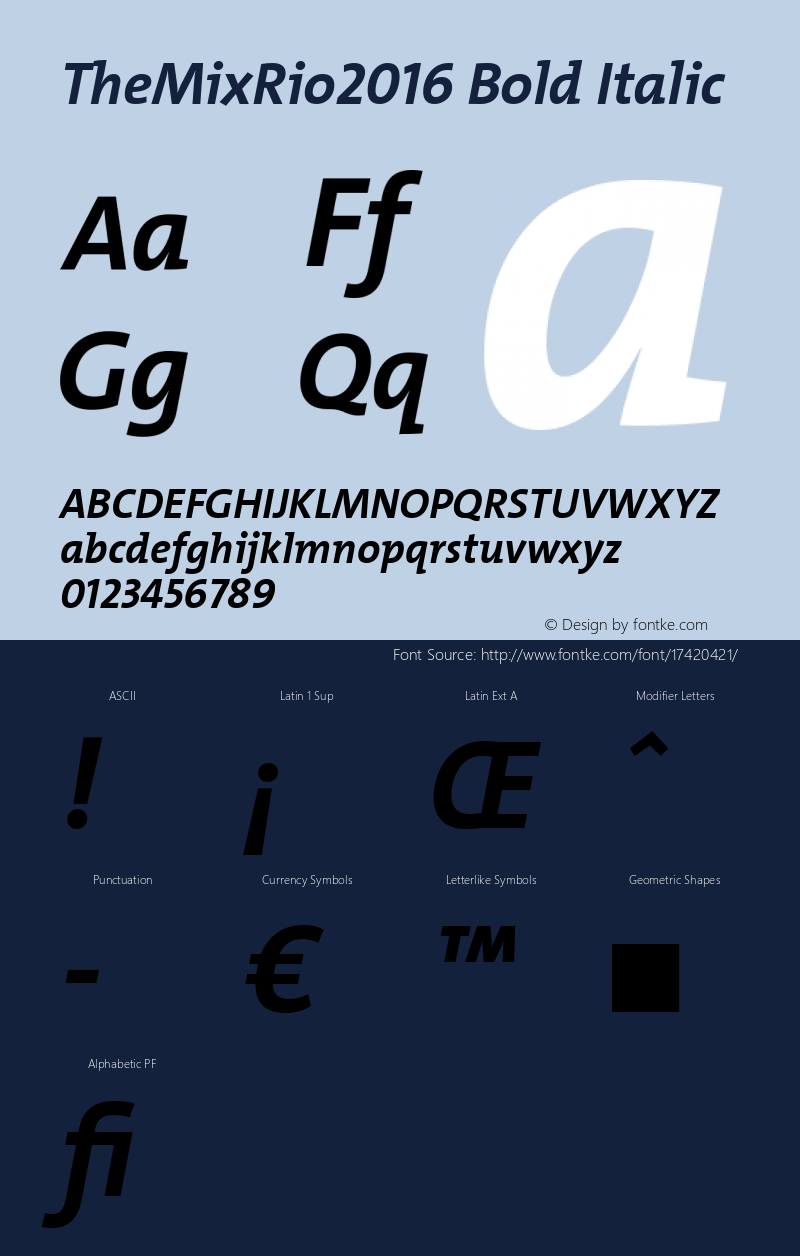 TheMixRio2016 Bold Italic Version 1.004 Font Sample