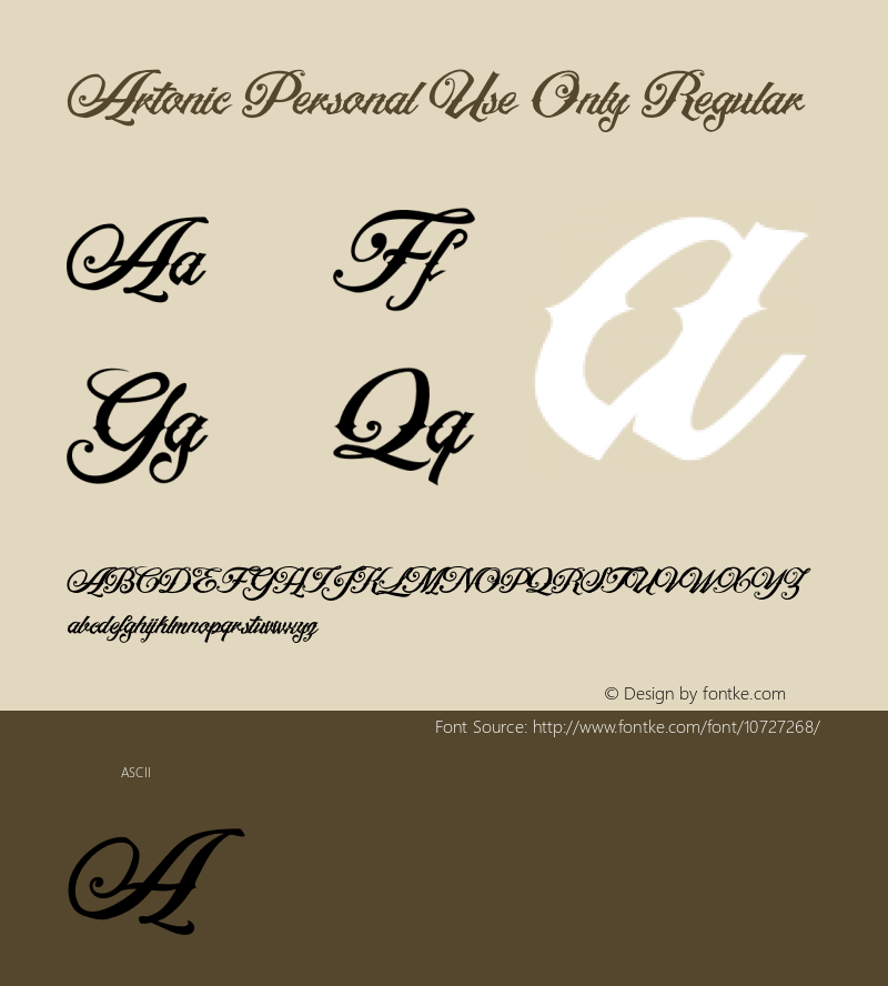 Artonic Personal Use Only Regular Version 1.000 Font Sample