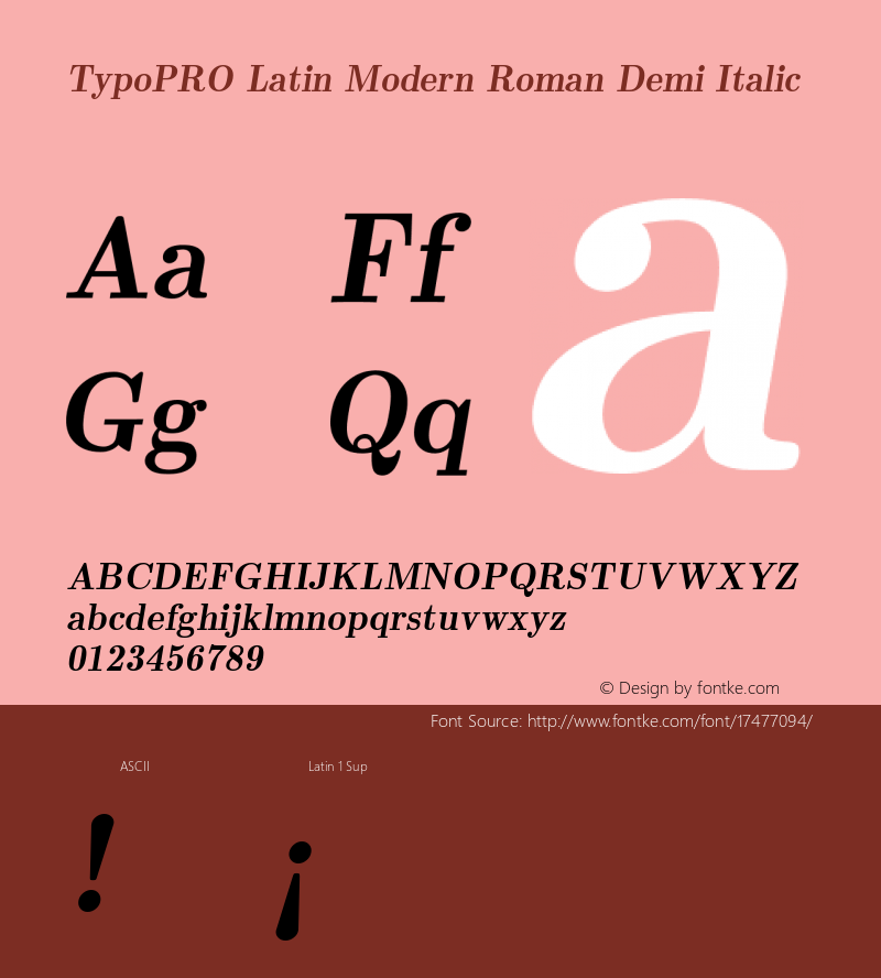 TypoPRO Latin Modern Roman Demi Italic Version 2.004;PS 2.004;hotconv 1.0.49;makeotf.lib2.0.14853 Font Sample