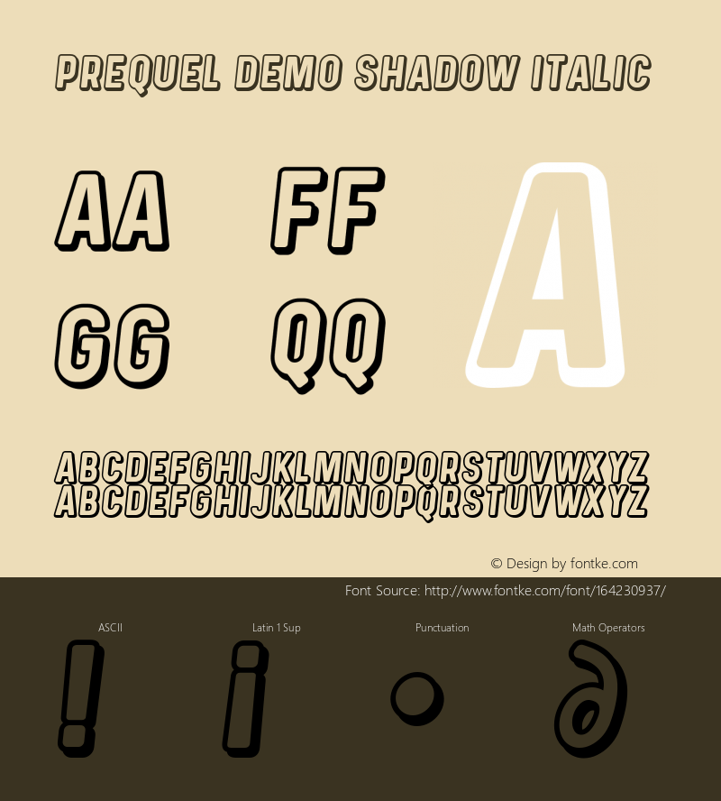 PrequelDemo-ShadowItalic Version 1.000;PS 001.000;hotconv 1.0.88;makeotf.lib2.5.64775 Font Sample