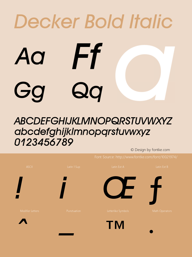 Decker Bold Italic Unknown Font Sample