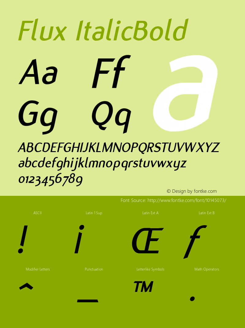 Flux ItalicBold Version 001.000 Font Sample