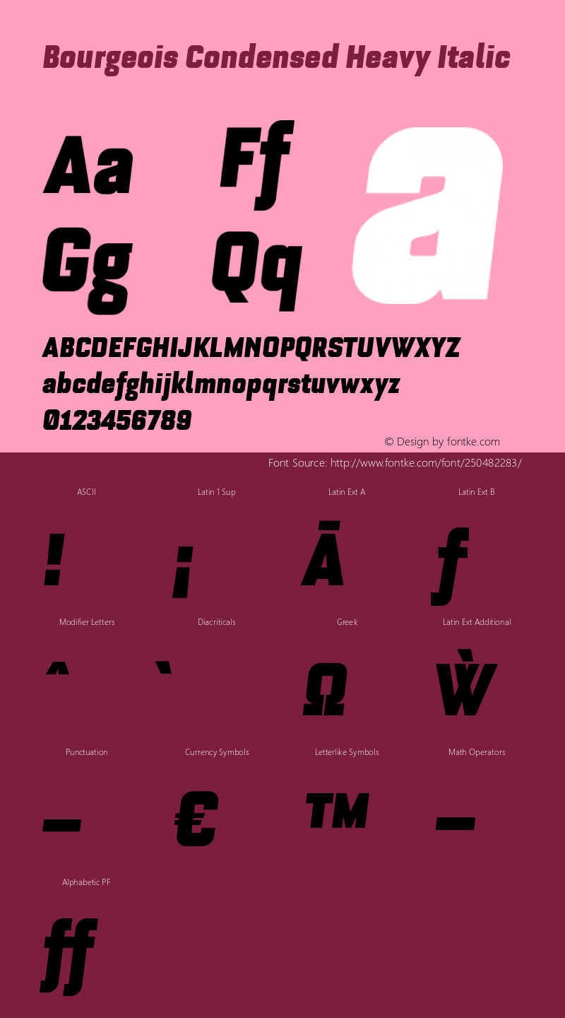 Bourgeois Condensed Heavy Italic Version 1.105;PS 001.105;hotconv 1.0.88;makeotf.lib2.5.64775图片样张