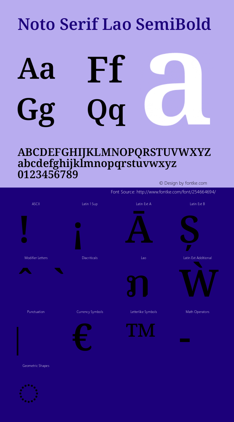 Noto Serif Lao SemiBold Version 2.003图片样张