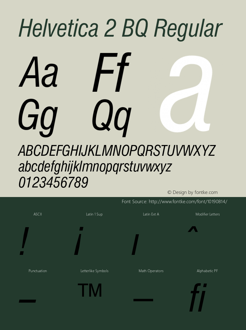 Helvetica 2 BQ Regular 001.000 Font Sample