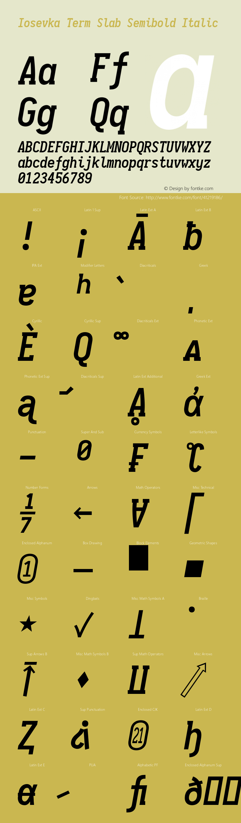 Iosevka Term Slab Semibold Italic 2.3.1 Font Sample