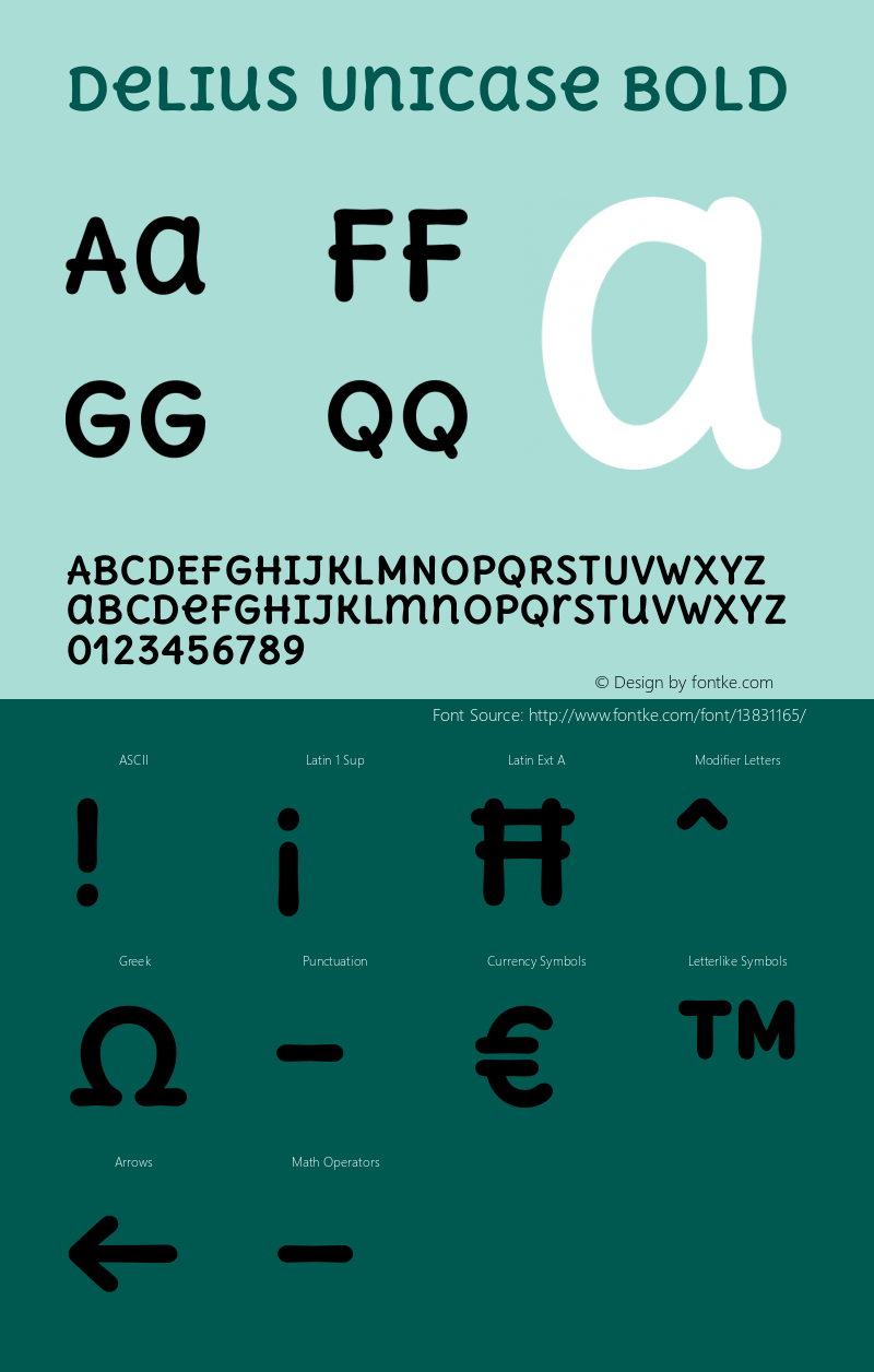 Delius Unicase Bold Version 1.001 Font Sample